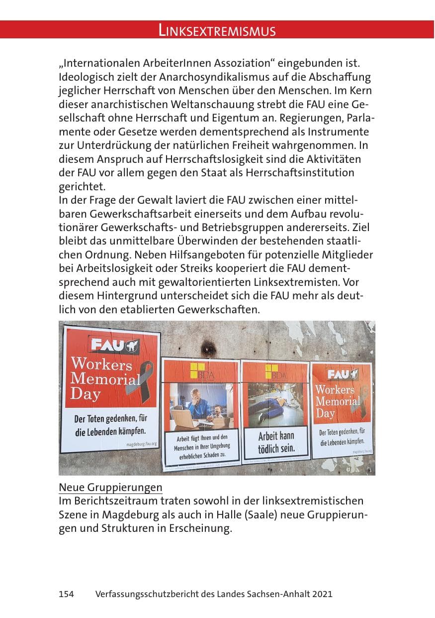 Seite 156 des Verfassungsschutzbericht 2021 Sachsen-Anhalt