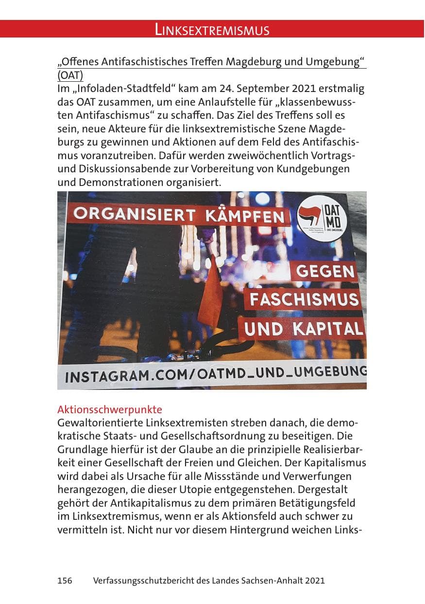 Seite 158 des Verfassungsschutzbericht 2021 Sachsen-Anhalt