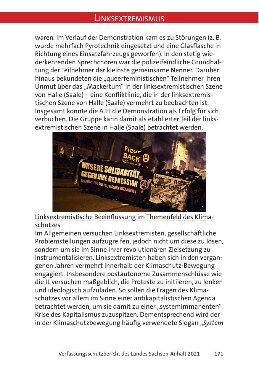 Seite 173 des Verfassungsschutzbericht 2021 Sachsen-Anhalt