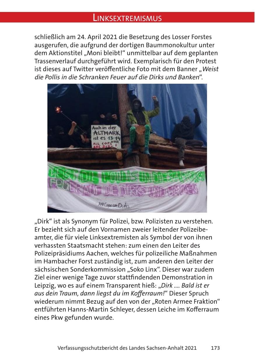 Seite 175 des Verfassungsschutzbericht 2021 Sachsen-Anhalt