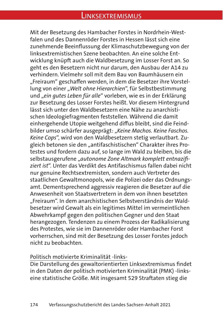 Seite 176 des Verfassungsschutzbericht 2021 Sachsen-Anhalt