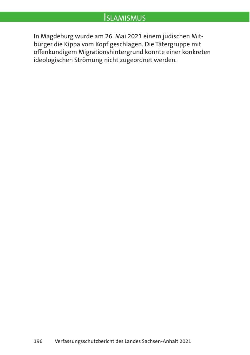 Seite 198 des Verfassungsschutzbericht 2021 Sachsen-Anhalt