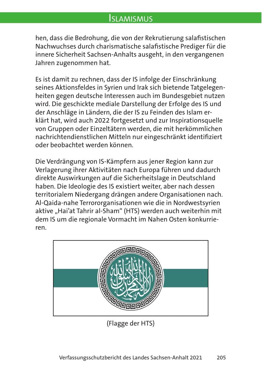 Seite 207 des Verfassungsschutzbericht 2021 Sachsen-Anhalt