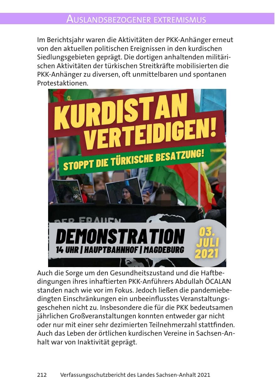 Seite 214 des Verfassungsschutzbericht 2021 Sachsen-Anhalt