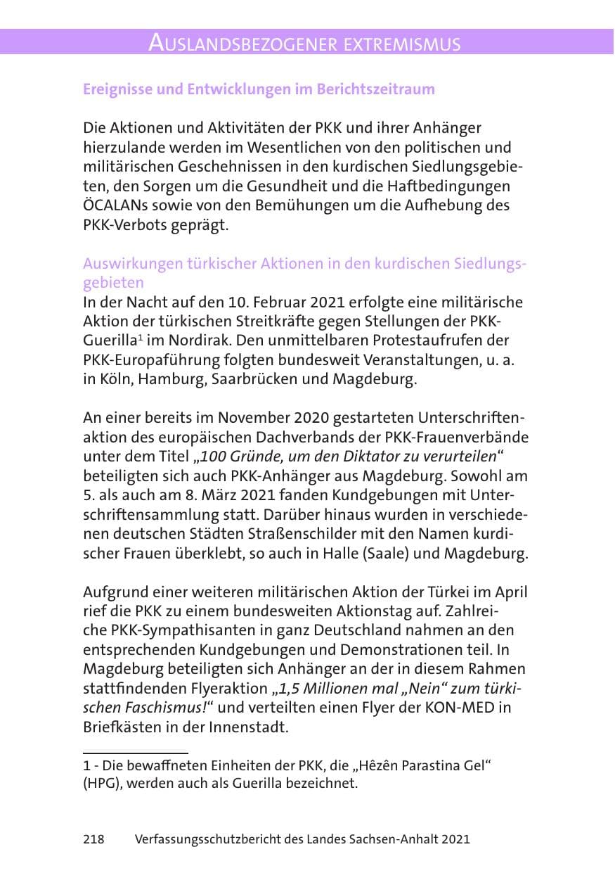 Seite 220 des Verfassungsschutzbericht 2021 Sachsen-Anhalt