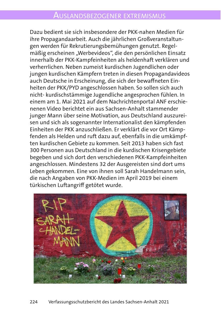 Seite 226 des Verfassungsschutzbericht 2021 Sachsen-Anhalt