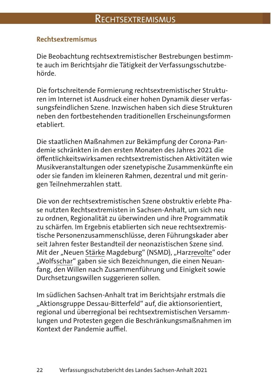 Seite 24 des Verfassungsschutzbericht 2021 Sachsen-Anhalt