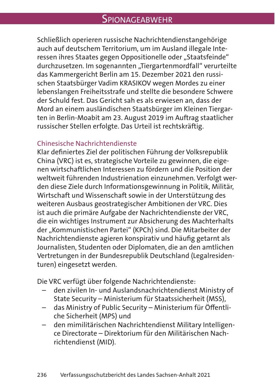 Seite 238 des Verfassungsschutzbericht 2021 Sachsen-Anhalt