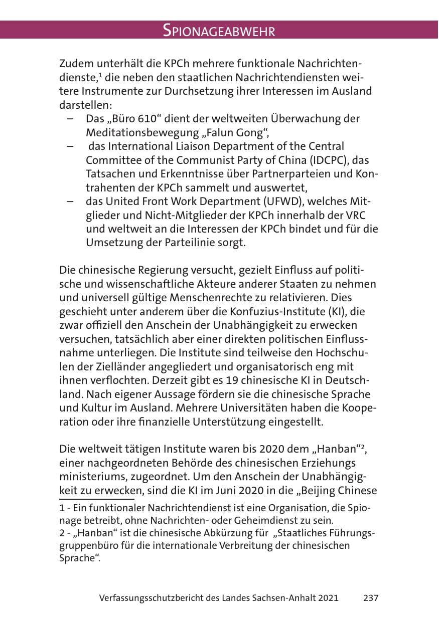 Seite 239 des Verfassungsschutzbericht 2021 Sachsen-Anhalt