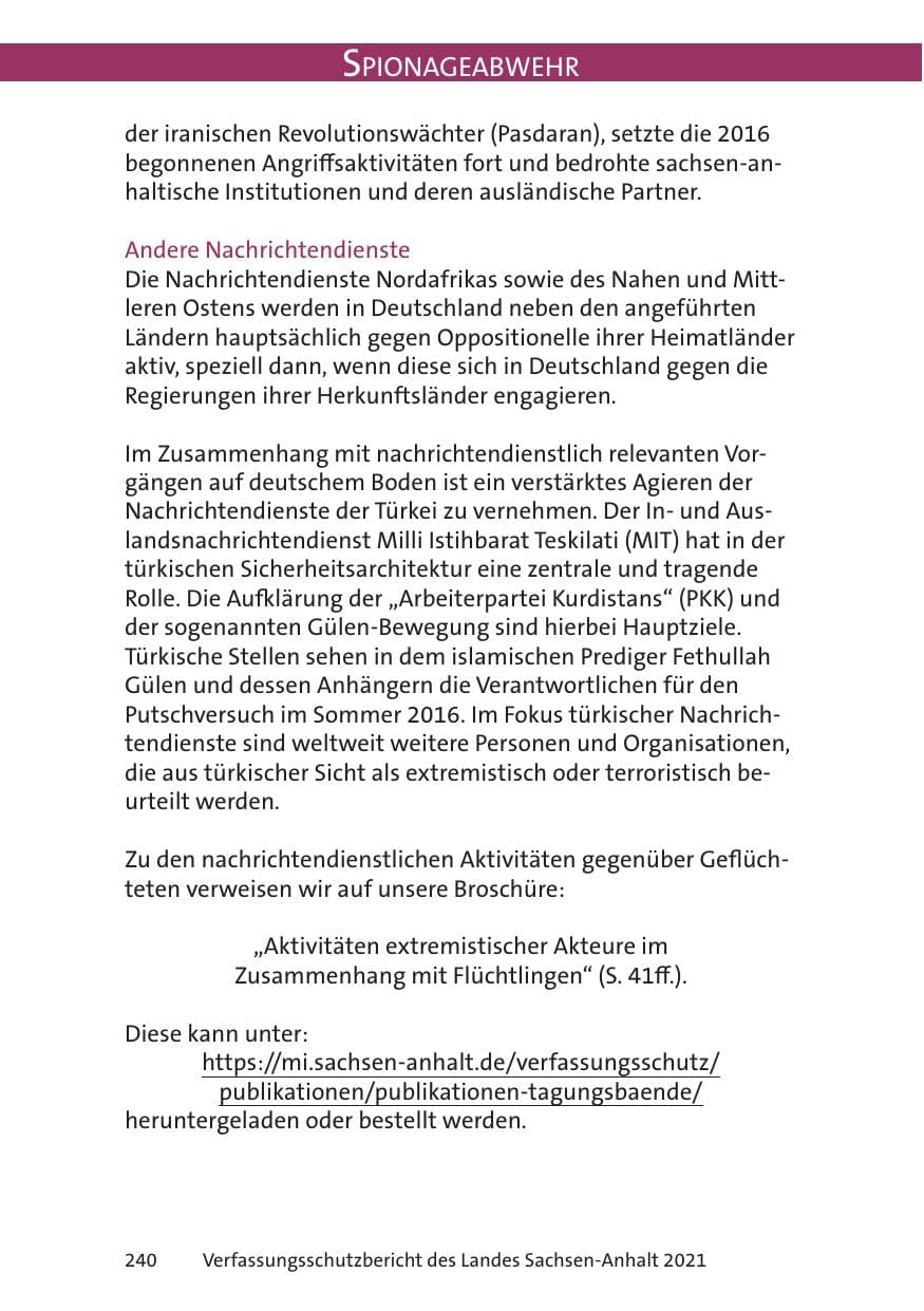 Seite 242 des Verfassungsschutzbericht 2021 Sachsen-Anhalt