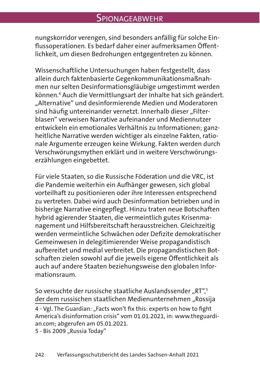 Seite 244 des Verfassungsschutzbericht 2021 Sachsen-Anhalt