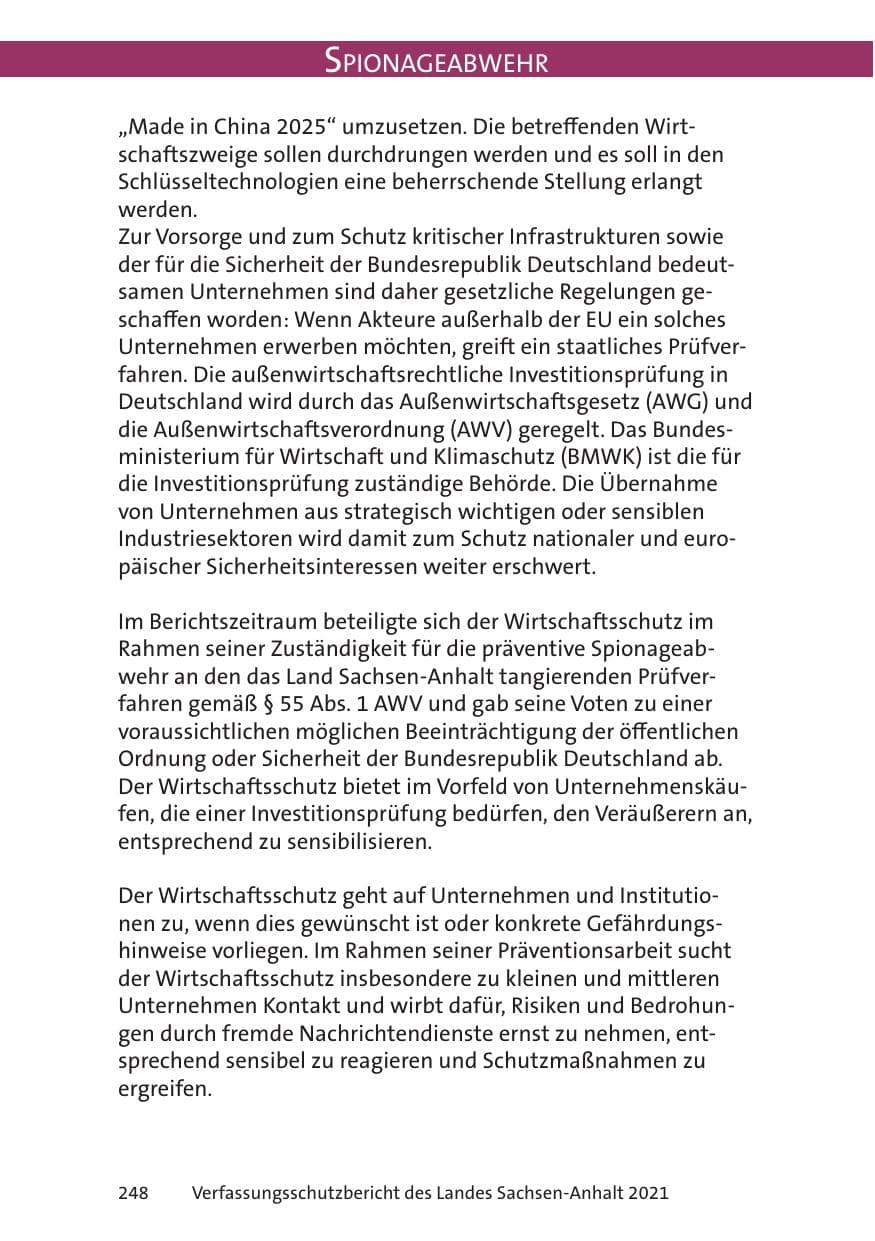 Seite 250 des Verfassungsschutzbericht 2021 Sachsen-Anhalt