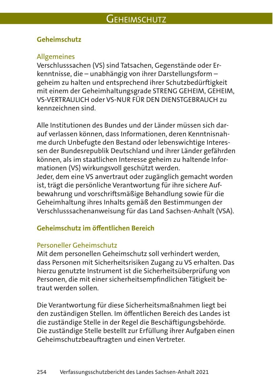 Seite 256 des Verfassungsschutzbericht 2021 Sachsen-Anhalt
