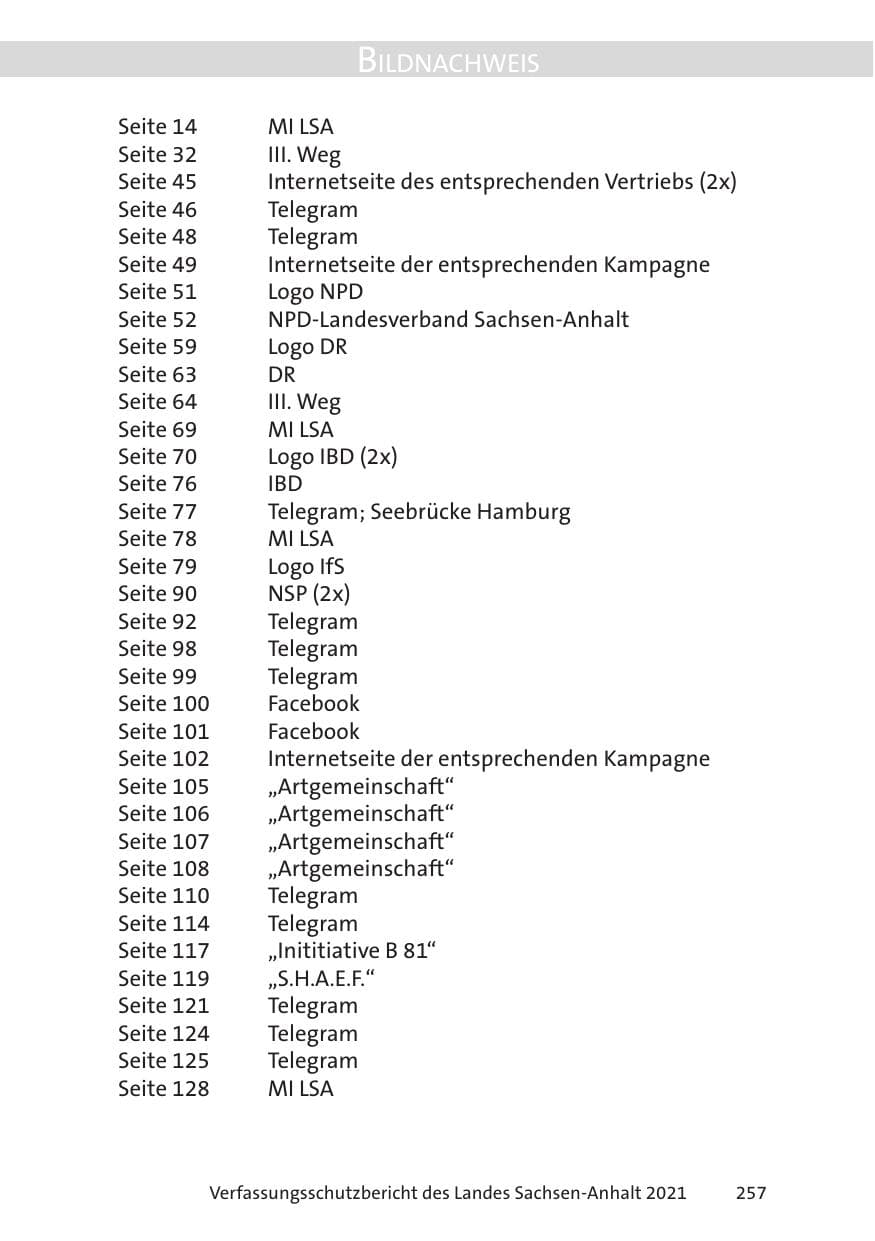 Seite 259 des Verfassungsschutzbericht 2021 Sachsen-Anhalt