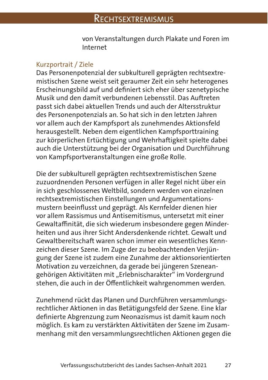 Seite 29 des Verfassungsschutzbericht 2021 Sachsen-Anhalt