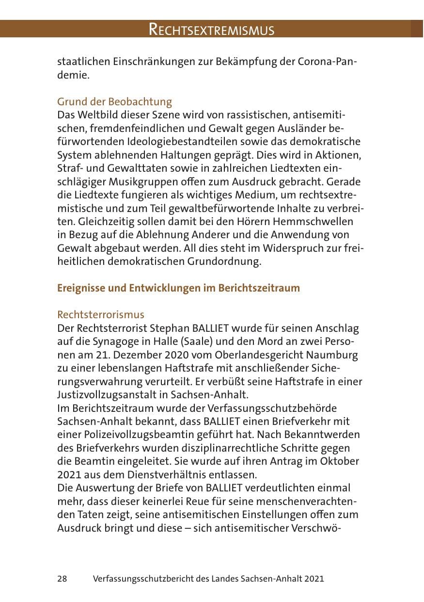Seite 30 des Verfassungsschutzbericht 2021 Sachsen-Anhalt