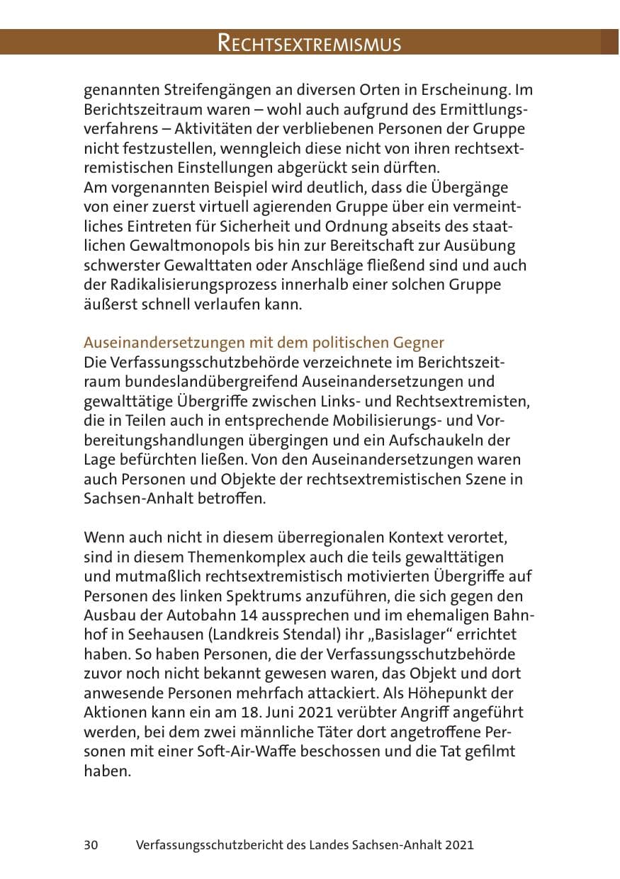 Seite 32 des Verfassungsschutzbericht 2021 Sachsen-Anhalt