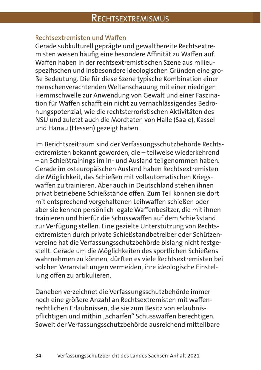 Seite 36 des Verfassungsschutzbericht 2021 Sachsen-Anhalt