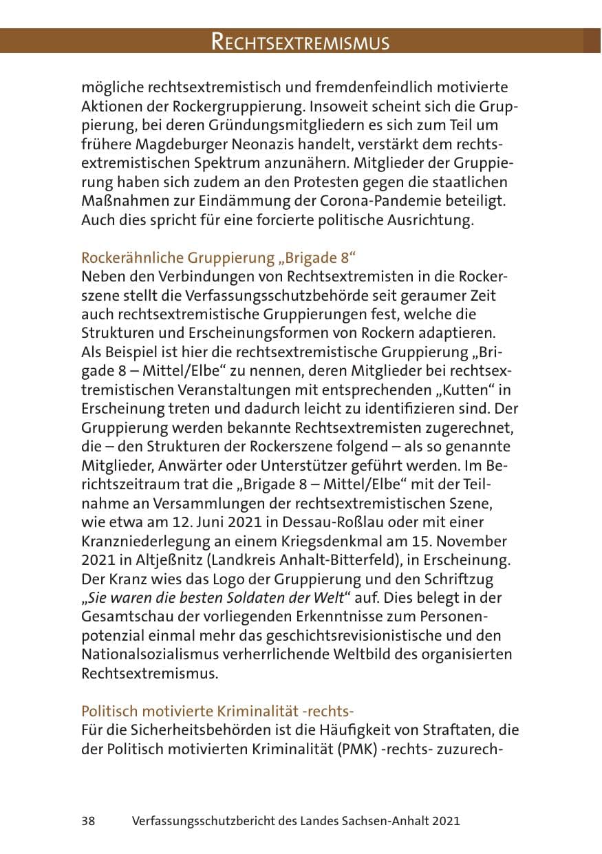 Seite 40 des Verfassungsschutzbericht 2021 Sachsen-Anhalt
