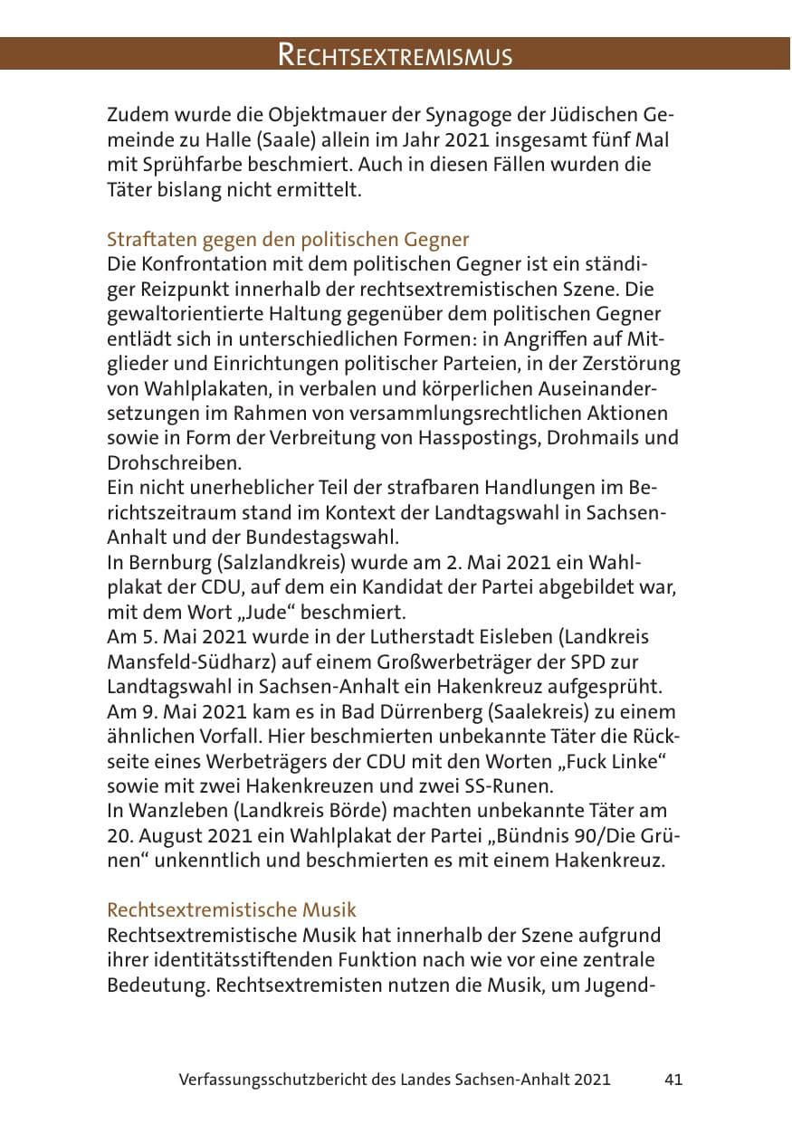 Seite 43 des Verfassungsschutzbericht 2021 Sachsen-Anhalt