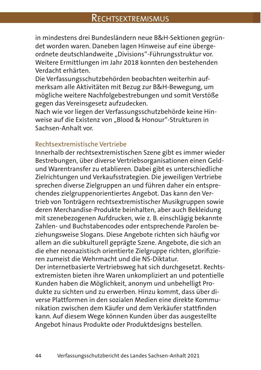 Seite 46 des Verfassungsschutzbericht 2021 Sachsen-Anhalt
