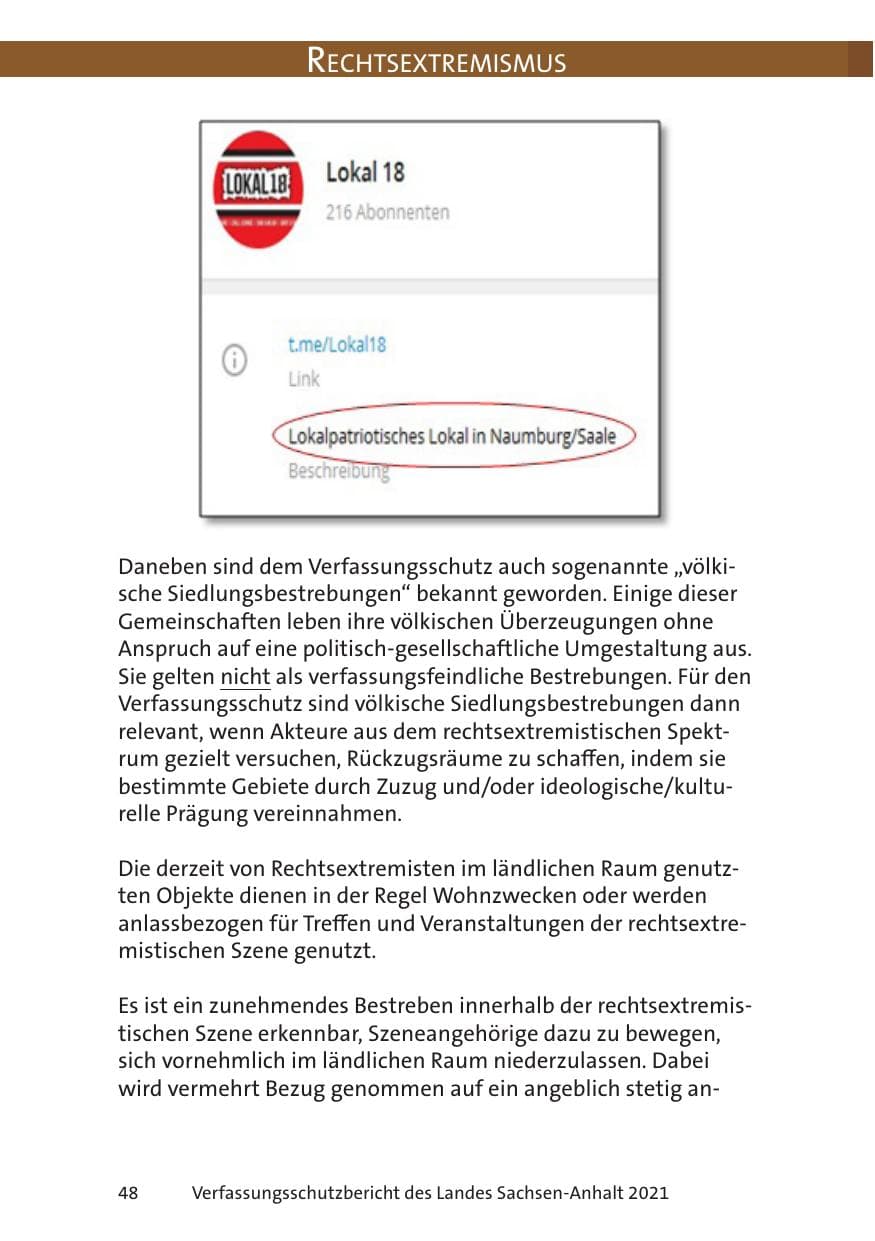 Seite 50 des Verfassungsschutzbericht 2021 Sachsen-Anhalt
