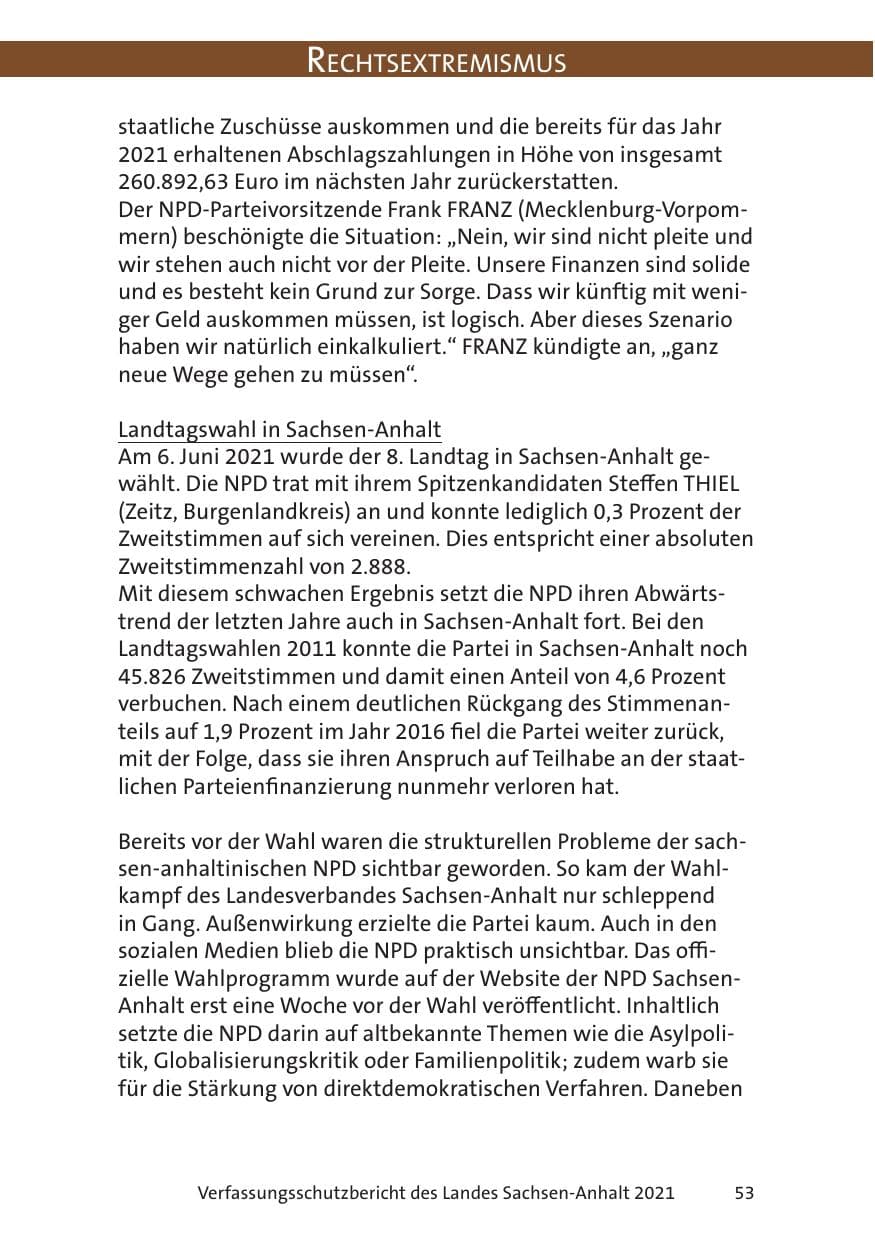 Seite 55 des Verfassungsschutzbericht 2021 Sachsen-Anhalt