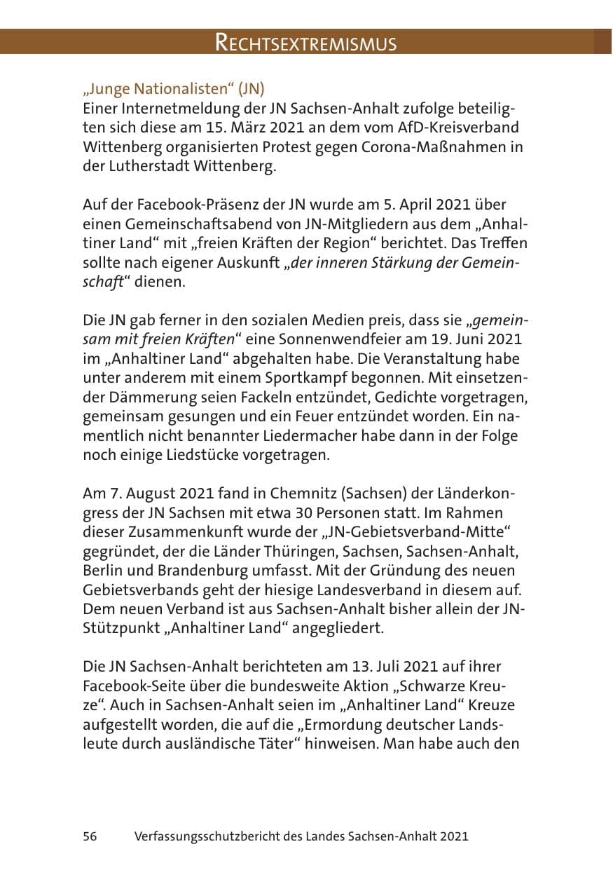 Seite 58 des Verfassungsschutzbericht 2021 Sachsen-Anhalt