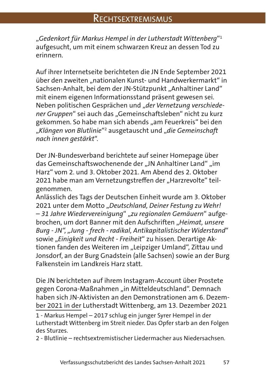 Seite 59 des Verfassungsschutzbericht 2021 Sachsen-Anhalt