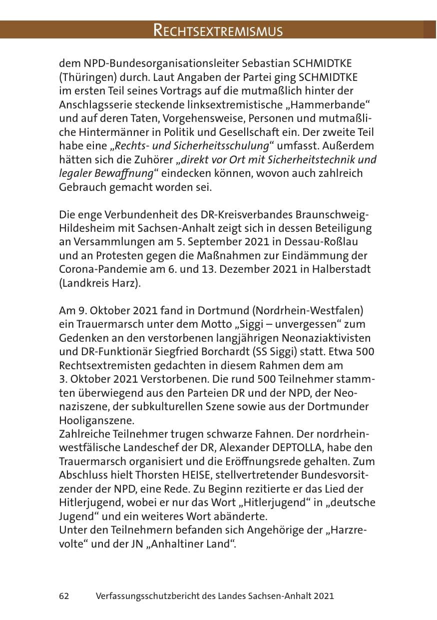 Seite 64 des Verfassungsschutzbericht 2021 Sachsen-Anhalt