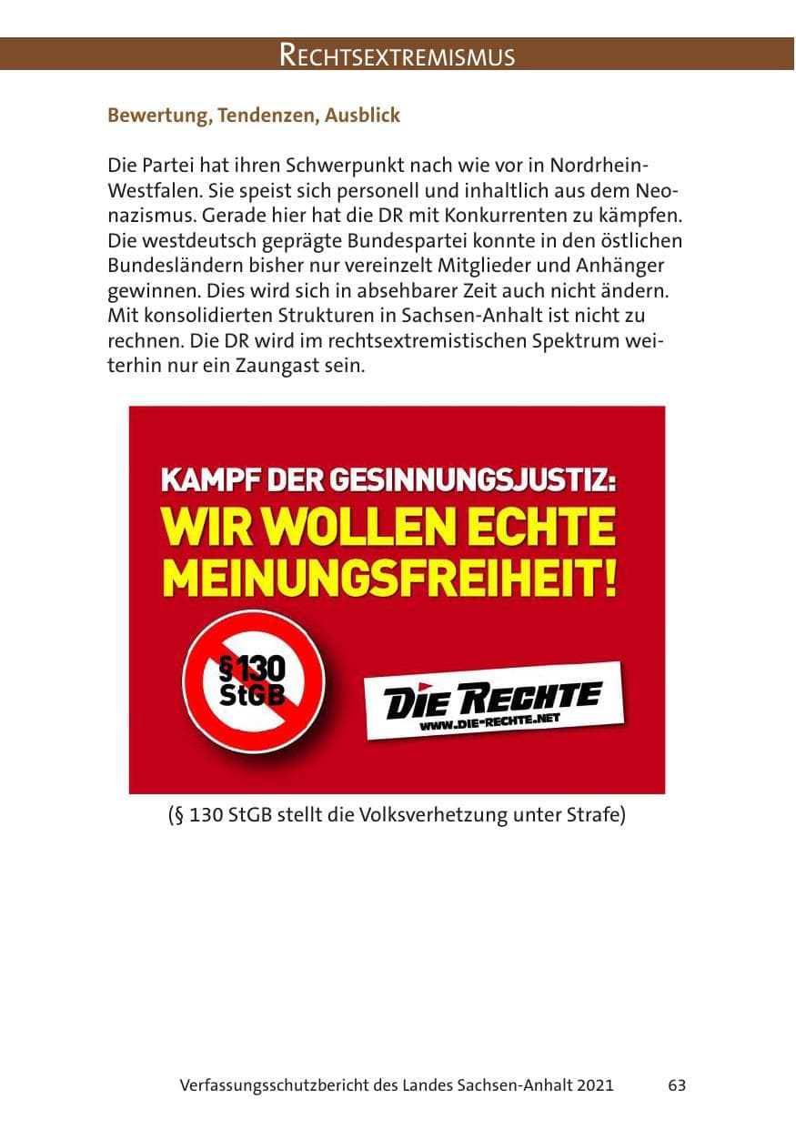 Seite 65 des Verfassungsschutzbericht 2021 Sachsen-Anhalt