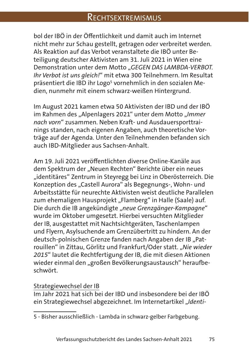 Seite 77 des Verfassungsschutzbericht 2021 Sachsen-Anhalt