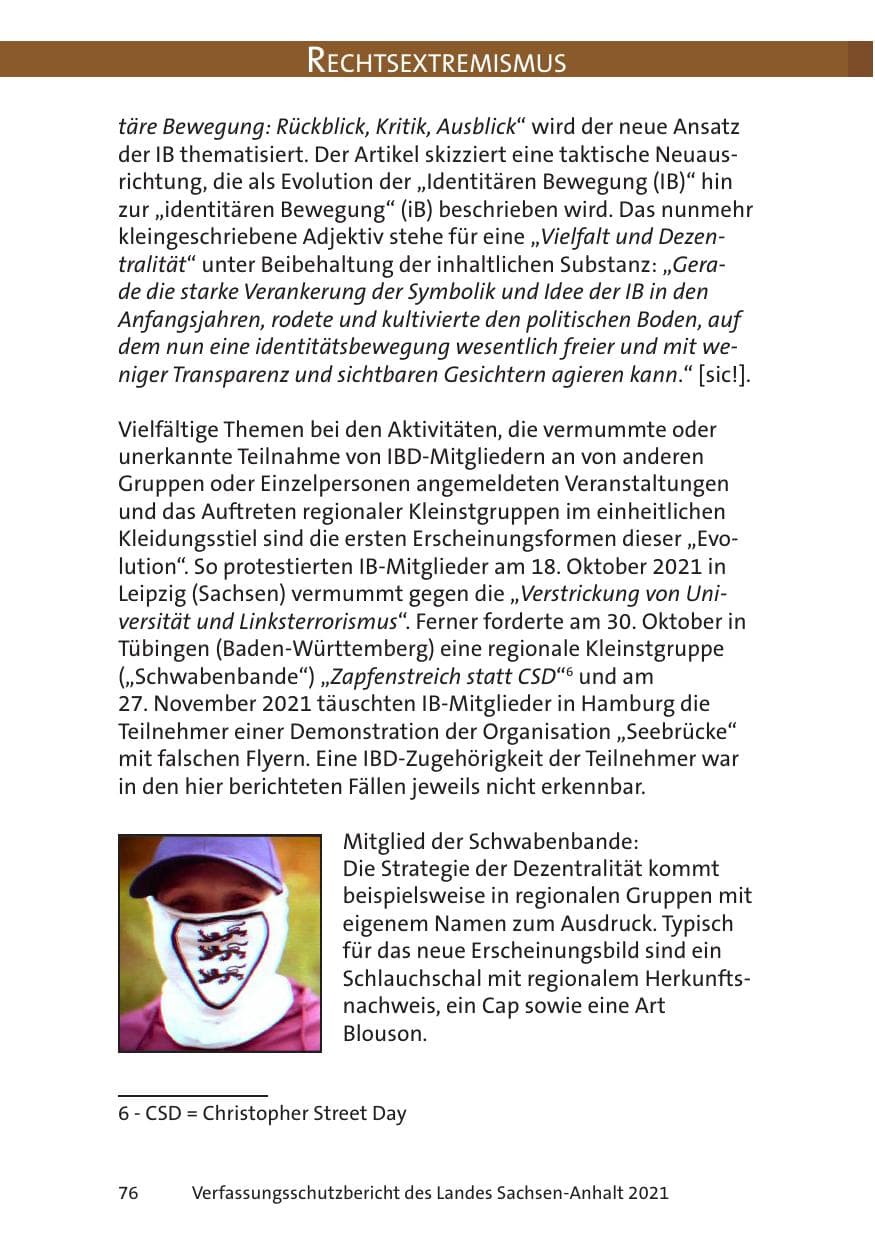 Seite 78 des Verfassungsschutzbericht 2021 Sachsen-Anhalt