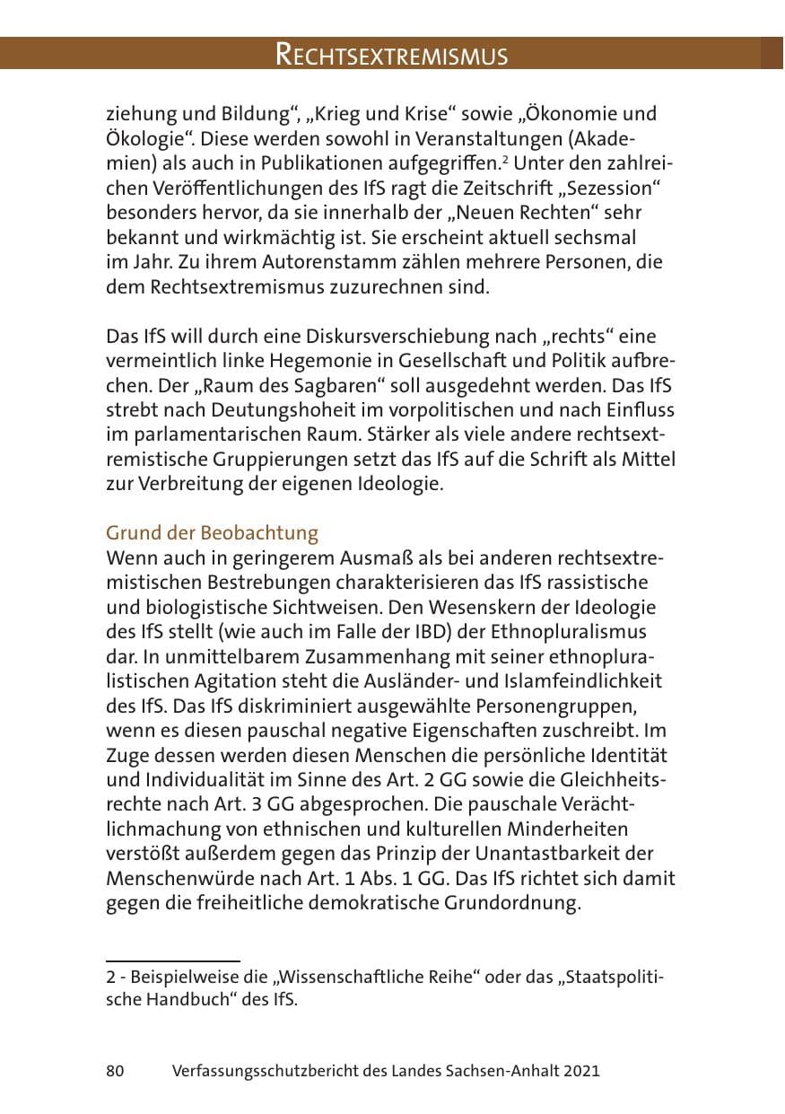 Seite 82 des Verfassungsschutzbericht 2021 Sachsen-Anhalt