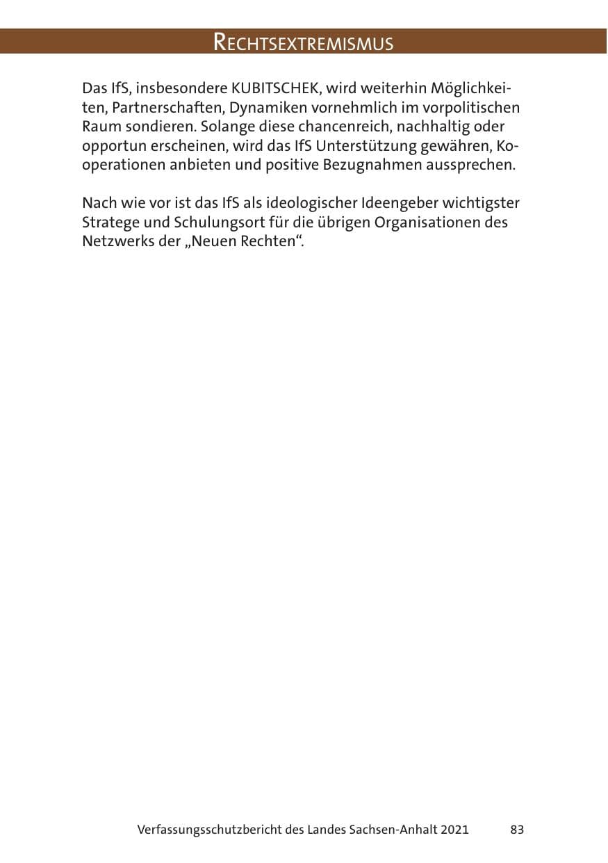 Seite 85 des Verfassungsschutzbericht 2021 Sachsen-Anhalt
