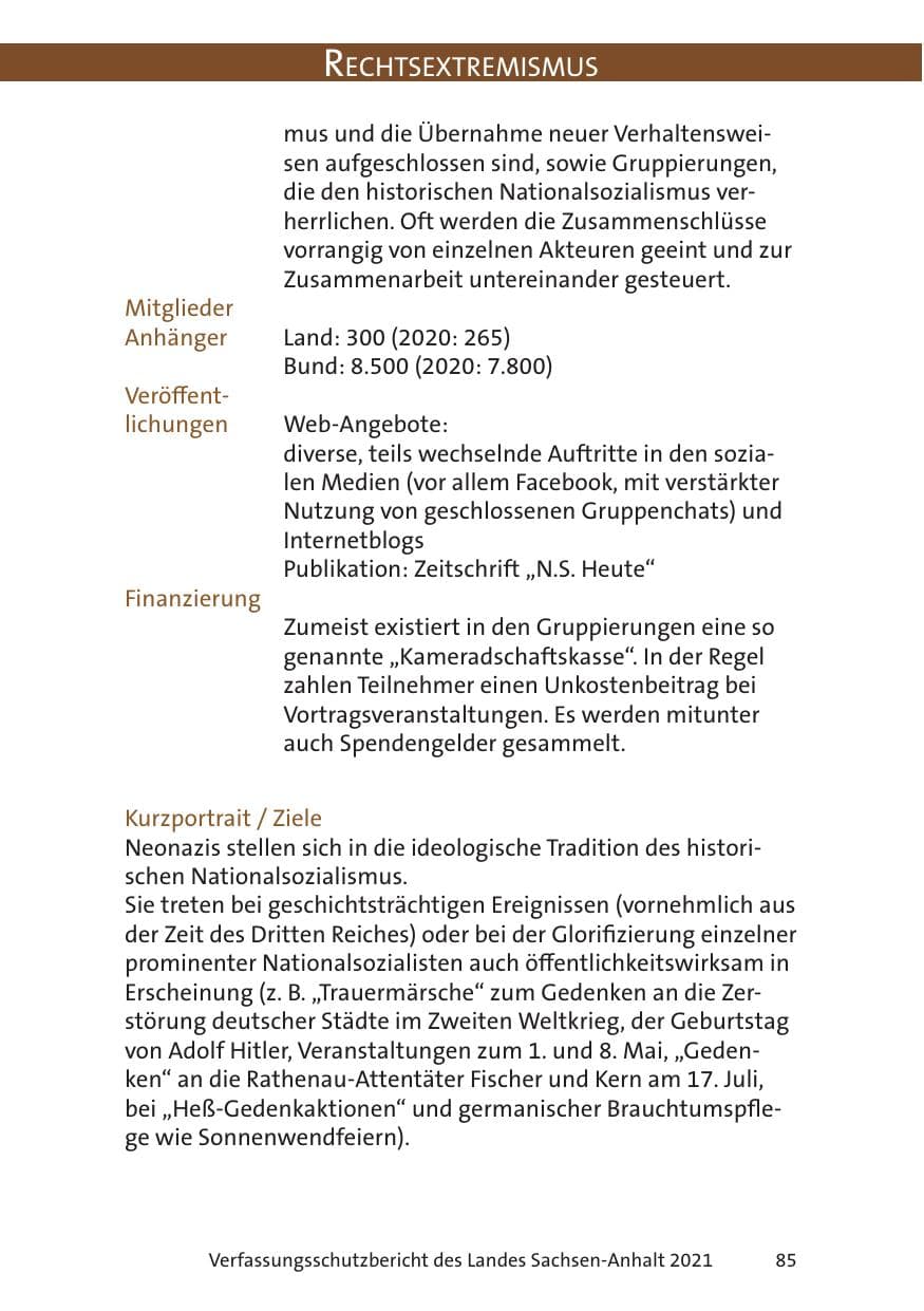 Seite 87 des Verfassungsschutzbericht 2021 Sachsen-Anhalt