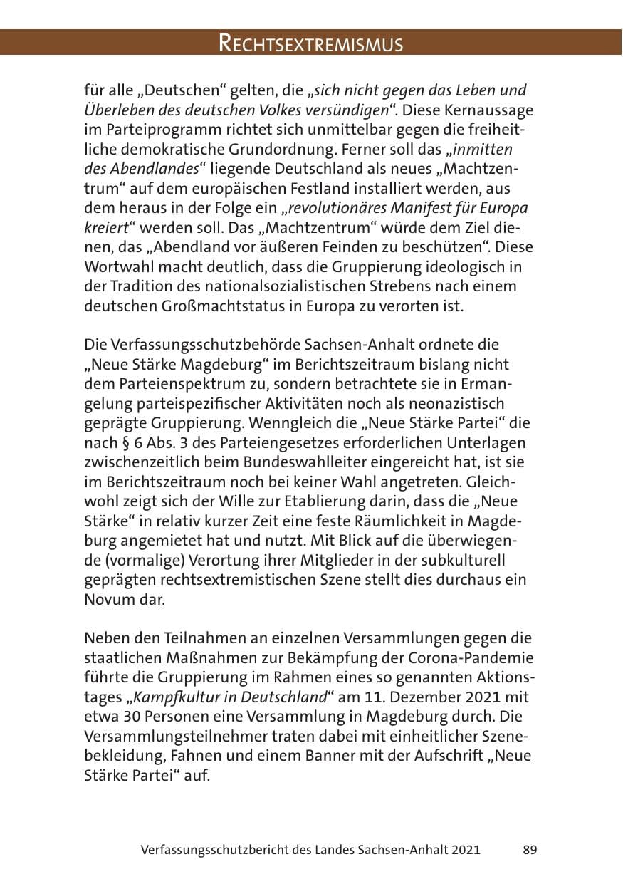 Seite 91 des Verfassungsschutzbericht 2021 Sachsen-Anhalt
