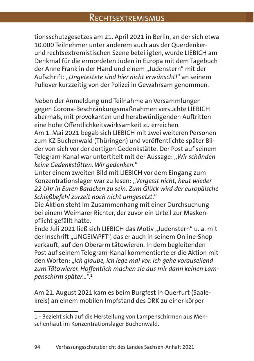 Seite 96 des Verfassungsschutzbericht 2021 Sachsen-Anhalt