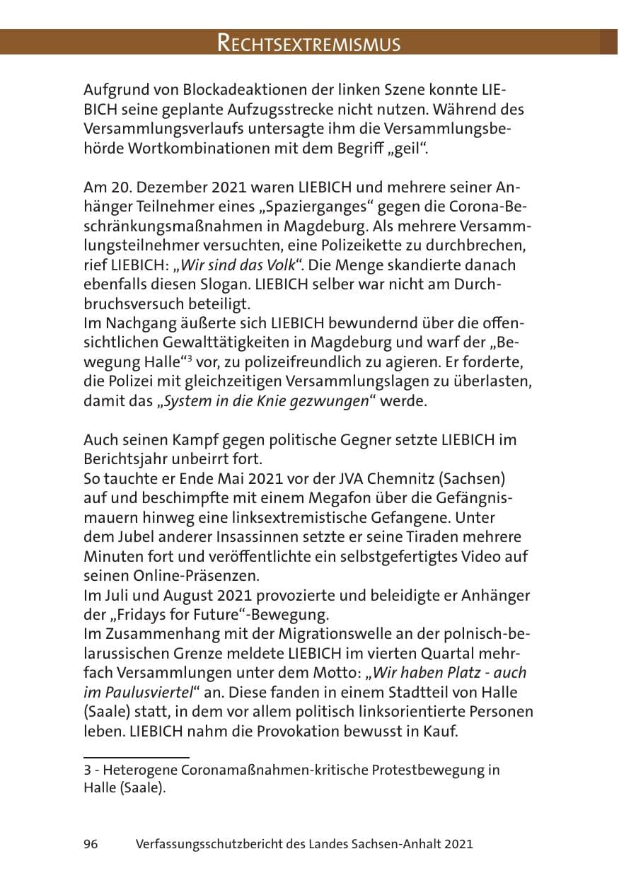 Seite 98 des Verfassungsschutzbericht 2021 Sachsen-Anhalt