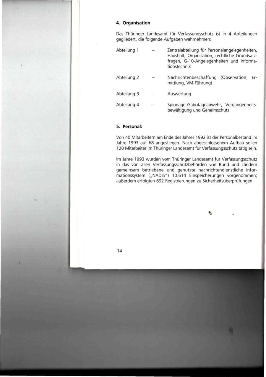 Seite 14 des Verfassungsschutzbericht 1993 Thüringen