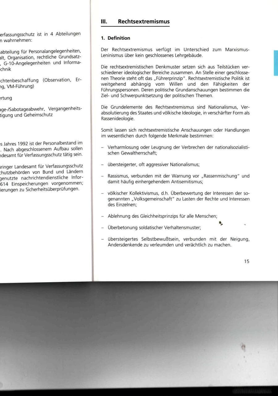 Seite 15 des Verfassungsschutzbericht 1993 Thüringen
