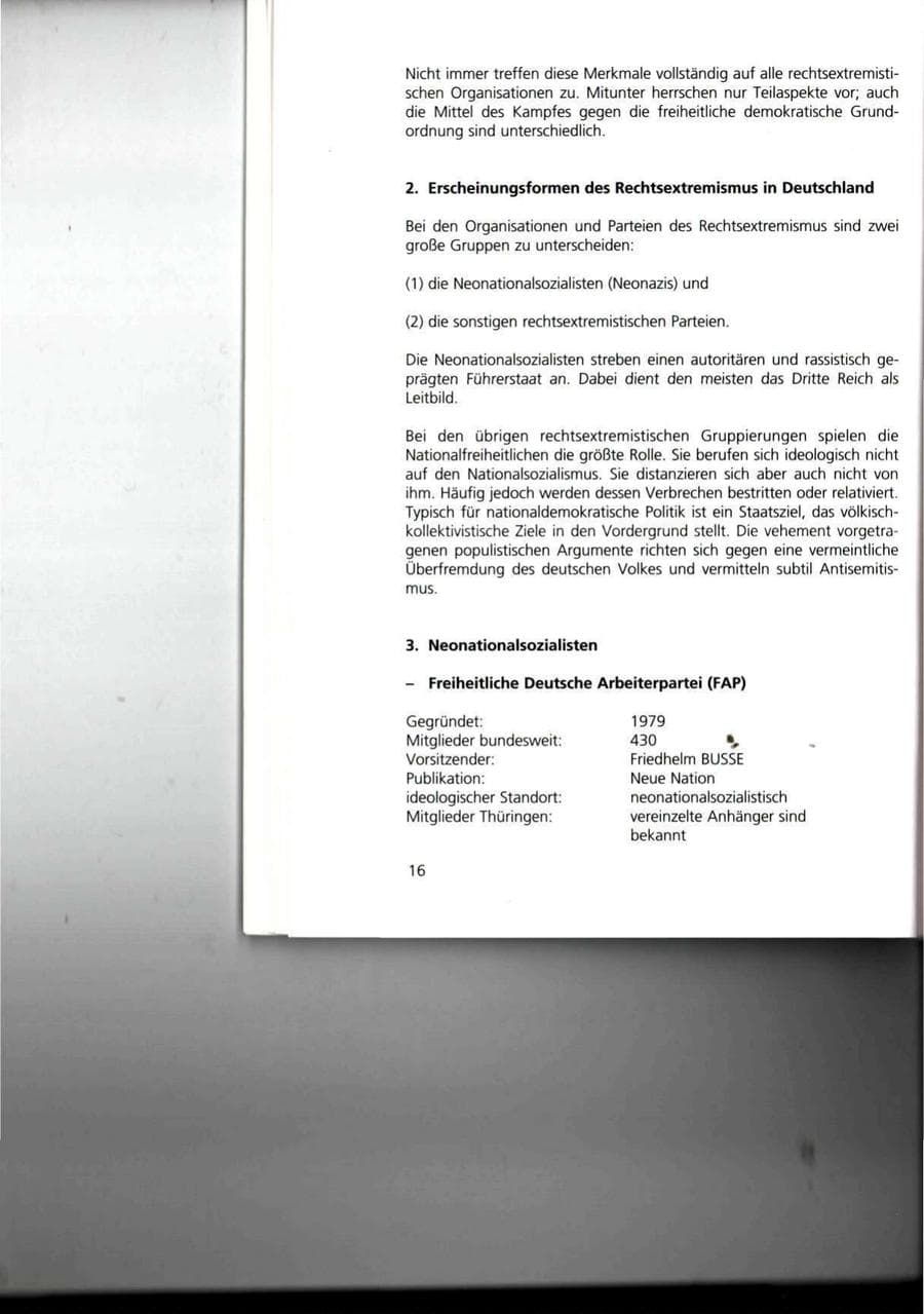 Seite 16 des Verfassungsschutzbericht 1993 Thüringen
