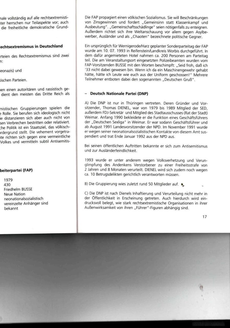 Seite 17 des Verfassungsschutzbericht 1993 Thüringen
