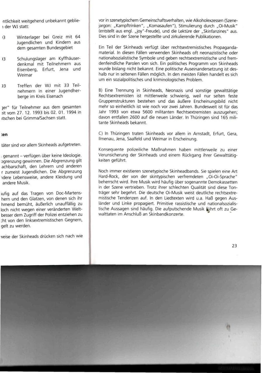 Seite 23 des Verfassungsschutzbericht 1993 Thüringen