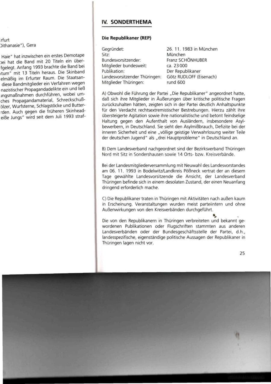 Seite 25 des Verfassungsschutzbericht 1993 Thüringen