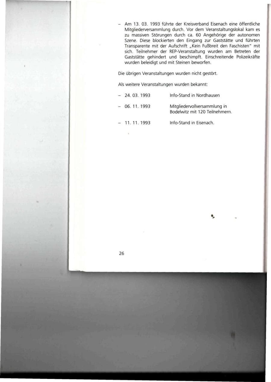Seite 26 des Verfassungsschutzbericht 1993 Thüringen
