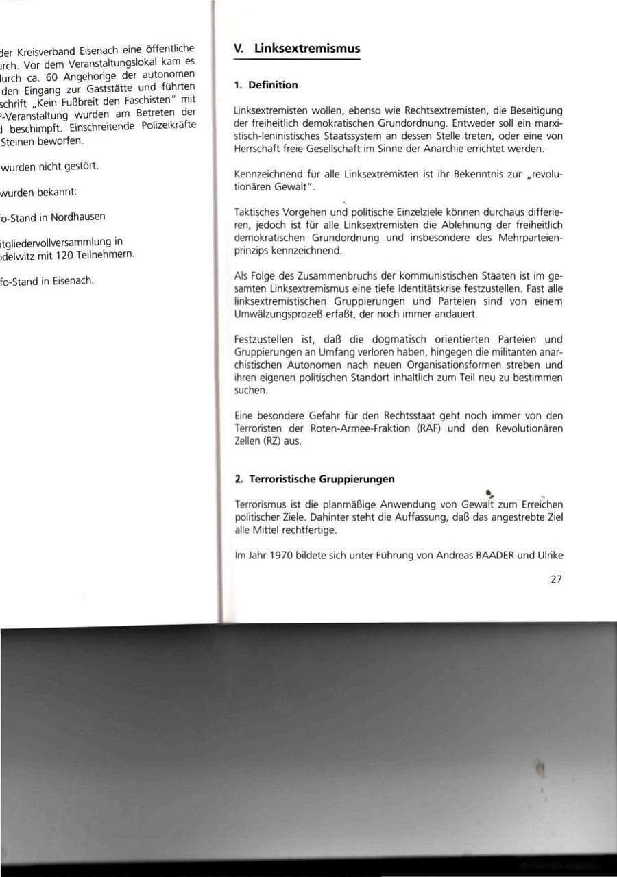 Seite 27 des Verfassungsschutzbericht 1993 Thüringen