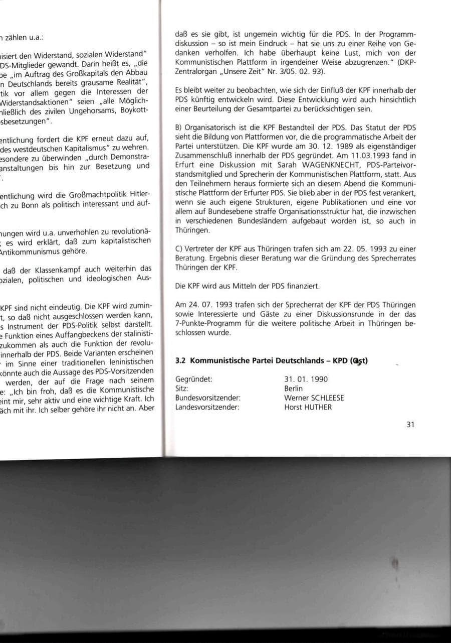 Seite 31 des Verfassungsschutzbericht 1993 Thüringen