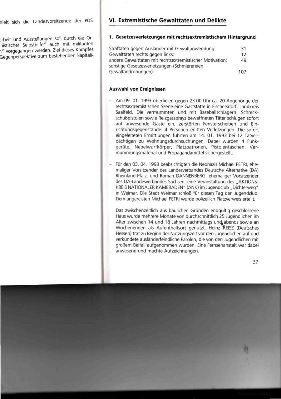 Seite 37 des Verfassungsschutzbericht 1993 Thüringen