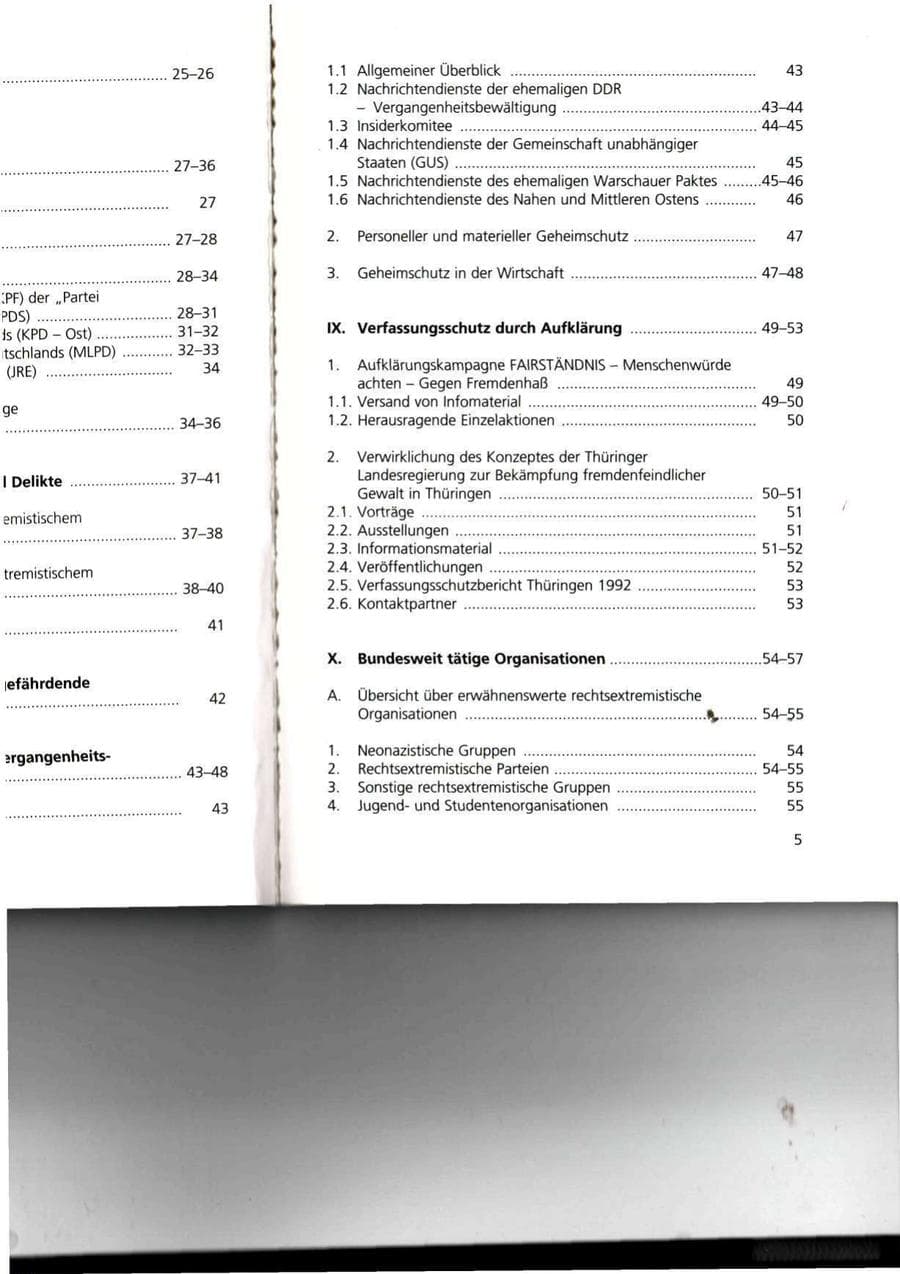 Seite 5 des Verfassungsschutzbericht 1993 Thüringen